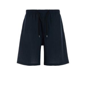 Cellar Door Men Navy Blue Linen Jago Bermuda Shorts